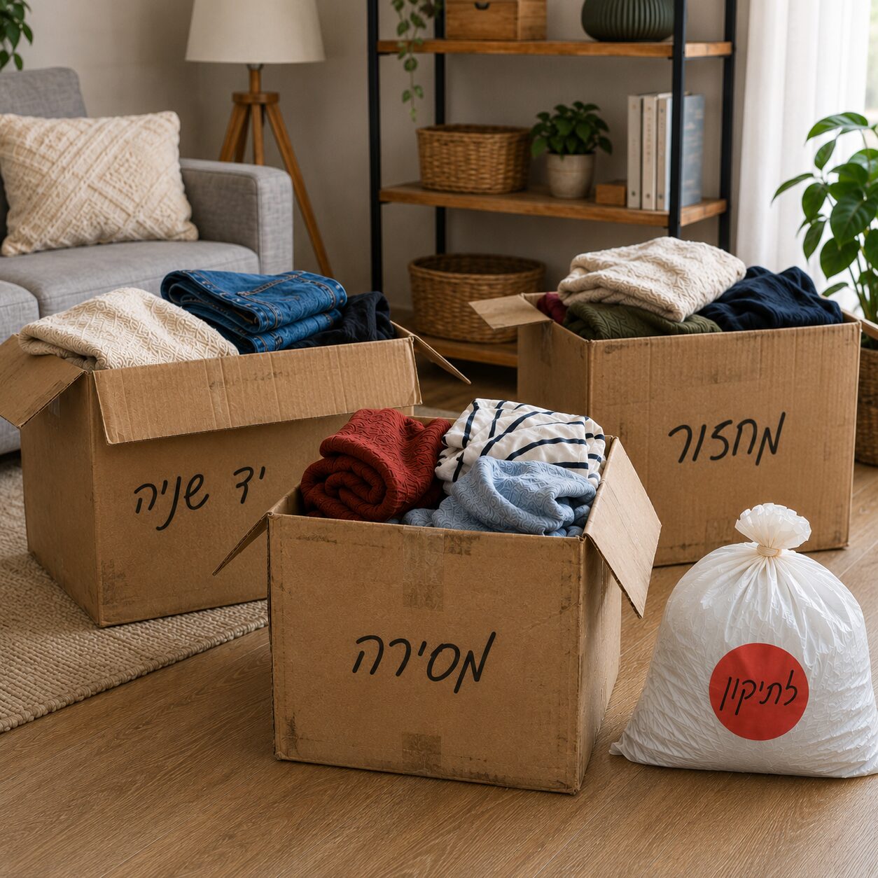 איך לסדר ארון בגדים – מיון בגדים לקופסאות
